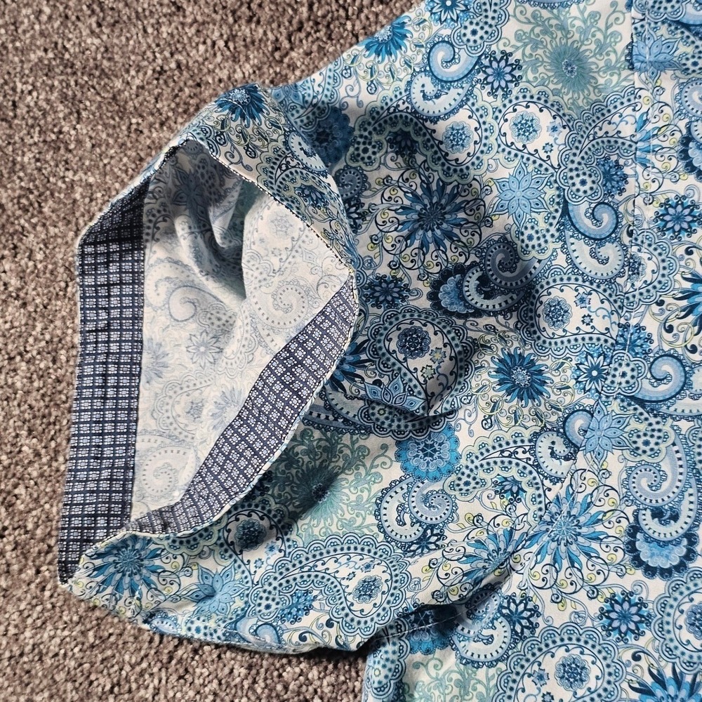 CON.STRUCT Button-Up Shirt Mens 4XL(3XL 53"chest)Stretch Blue Paisley Floral S/S - Picture 7 of 11
